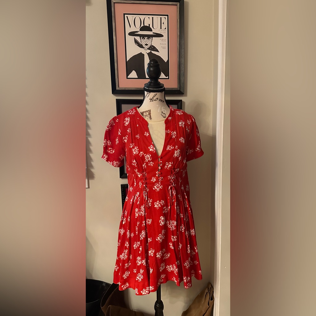 Free People Red And White Floral Dress